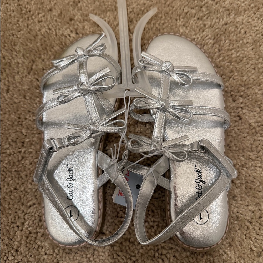 “New” Silver Strappy Sandals size1